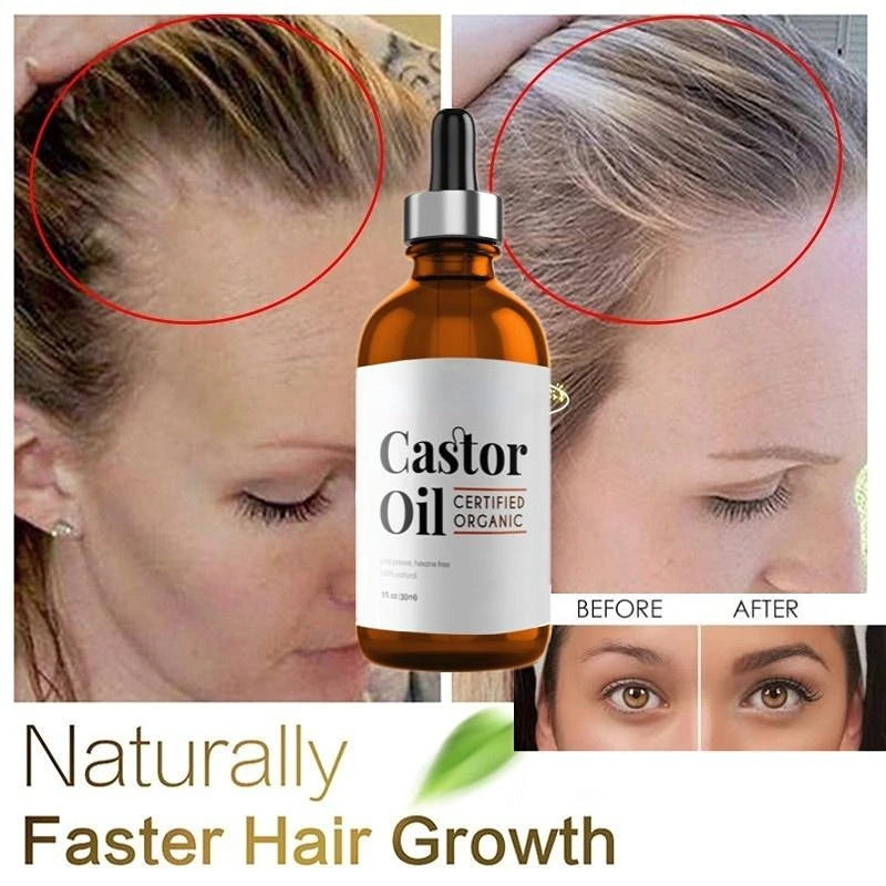 New Castor Oil Hair Growth Essential Oils Essence Skin Massage Essential Oil Eyebrows Growth Prevent Aging Castor Organic Serum