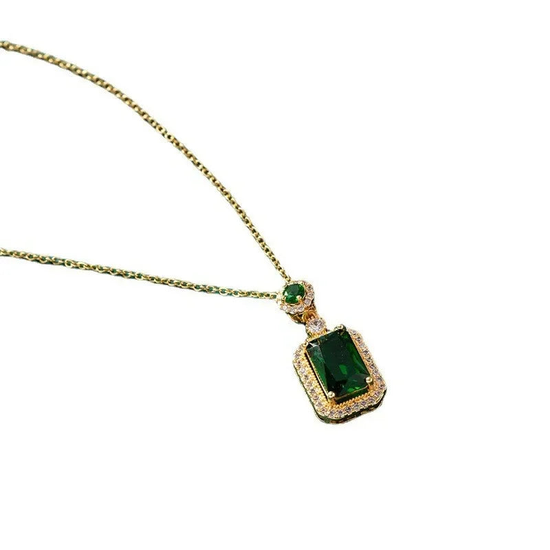 Luxury Emerald Jewelry Sets Fashion Women Bridal Zircon Green Stone Earrings Ring Sets Rings for Women Jewelry