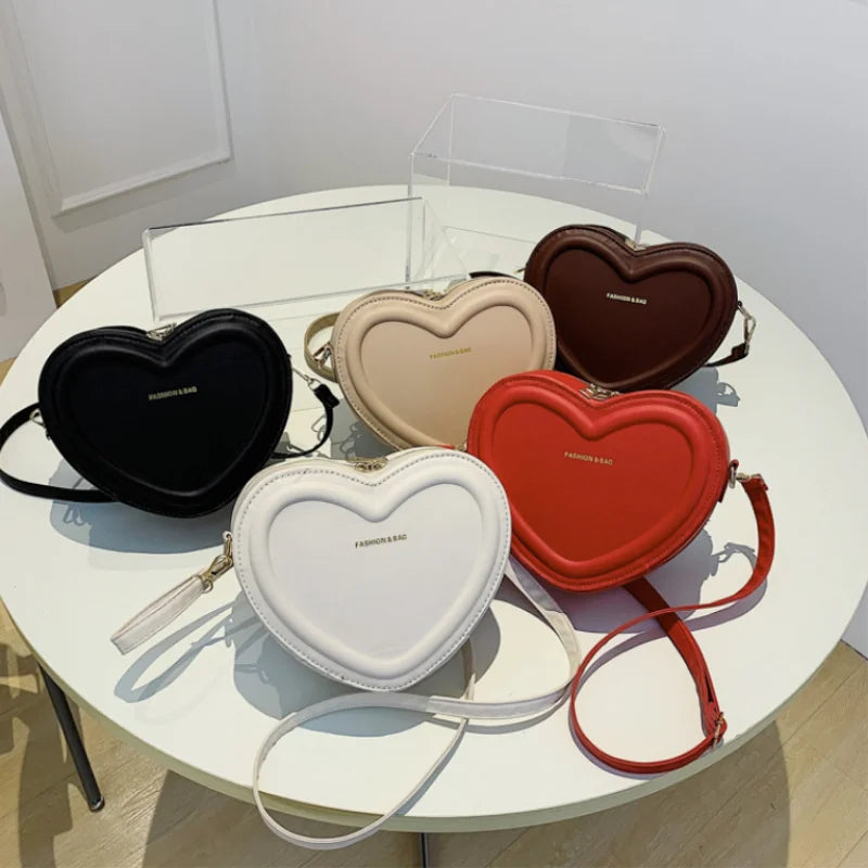 Fashion Heart Shape Crossbody Bags for Women New Solid Pu Leather Shoulder Bag Casual Ladies Handbags Designer Women Bags Сумка