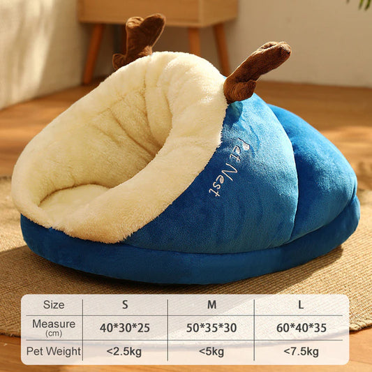 Sweet Cat Bed Winter Warmth Plush Pet House Cozy Kitten Cushion Cat Basket Little Mat Cat House Supplies for Small Medium Cats