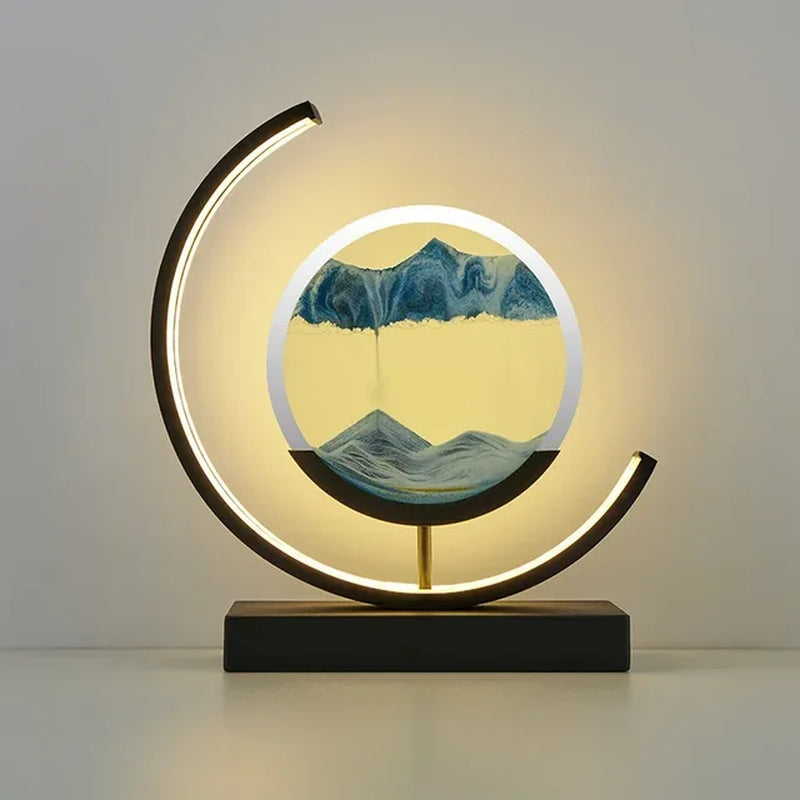 LED Quicksand Painting Hourglass Art Unique Decorative Sand Painting Night Light Bedroom Decoration Glass Hourglass Table Lamp