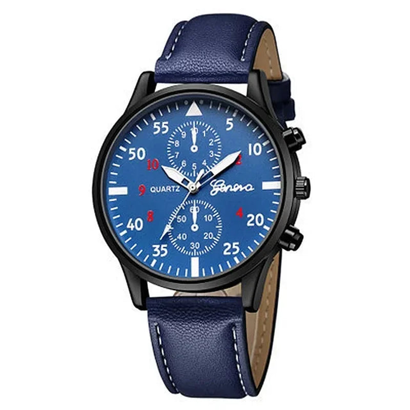 4/1Pcs Men Watches Set Luxury Fashion Design Leather Watch Quartz Men Watch Clock Gift Montre Homme Relogio Masculino（No Box）