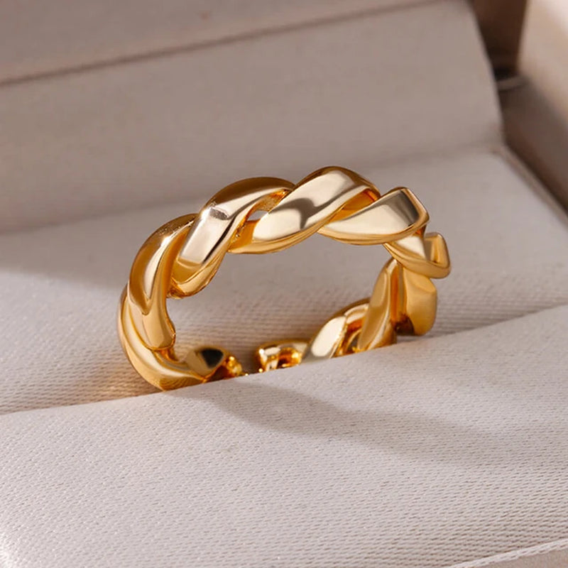 Stainless Steel Rings for Women Men Gold Color Engagement Wedding Party Ring Female Male Finger Jewelry Birthday Gift 2023 Trend