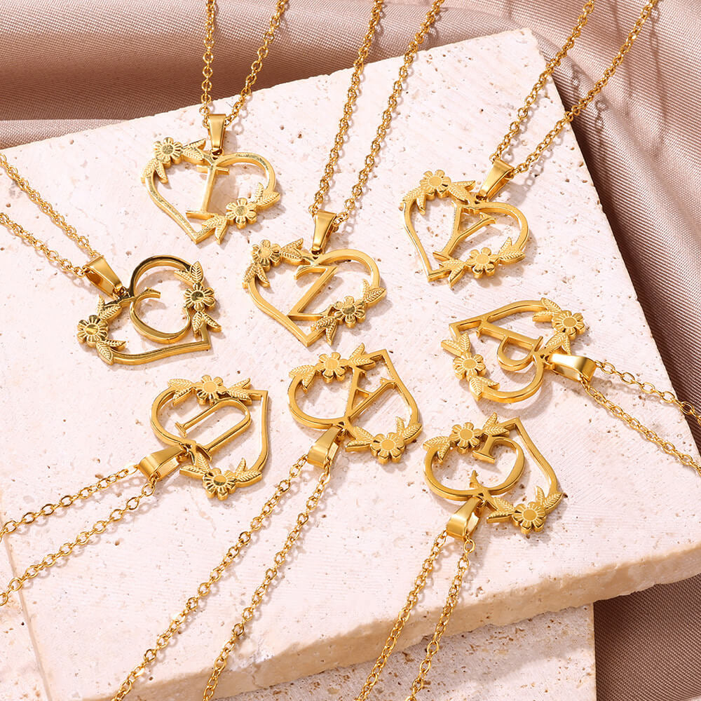A-Z Letters Stainless Steel Jewelry Initials Heart Pendant Necklace for Women Love Choker First Letter Accessories Free Shipping