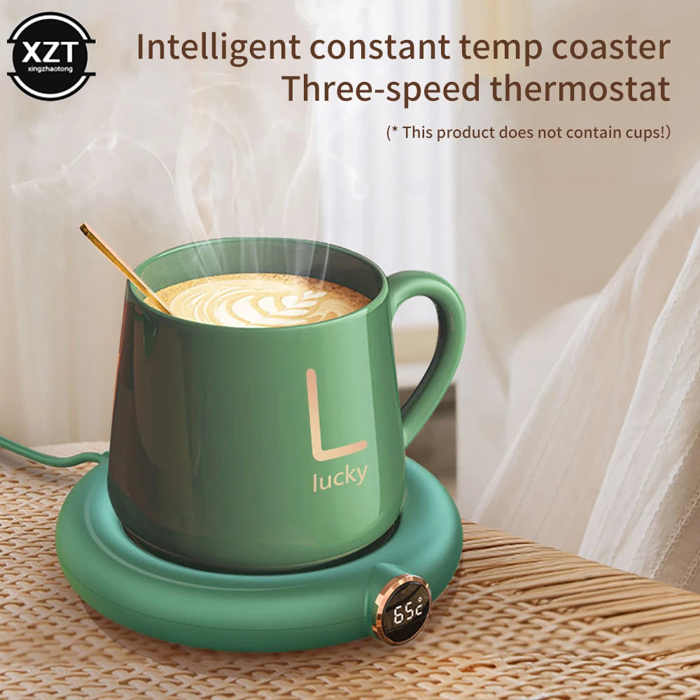 DC 5V USB Heating Warm Cup Pad Constant Temperature Coaster 3 Gear Digital Display Adjustment Timing Heater for Coffee Milk Tea