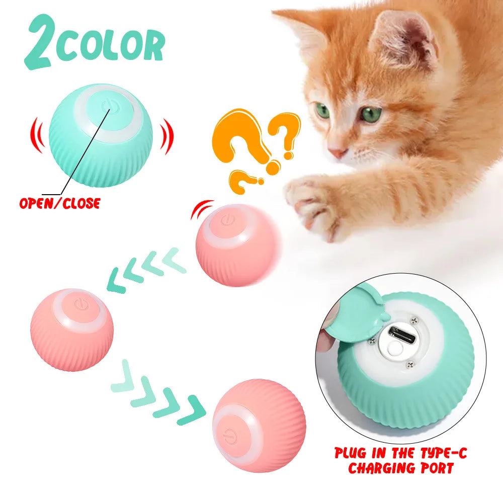 Smart Cat Ball Toys Automatic Rolling Ball Electric Cat Toys Interactive for Cats Training Self-Moving Kitten Toys for Indoor