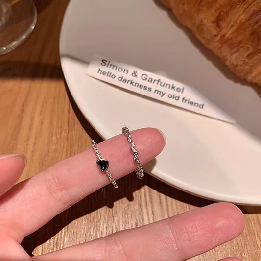 Luxury Zircon Heart Rings for Women Opening Adjustable Weave Rhinestone Ring Engagement Wedding Jewelry Fashion Girlfriend Gifts