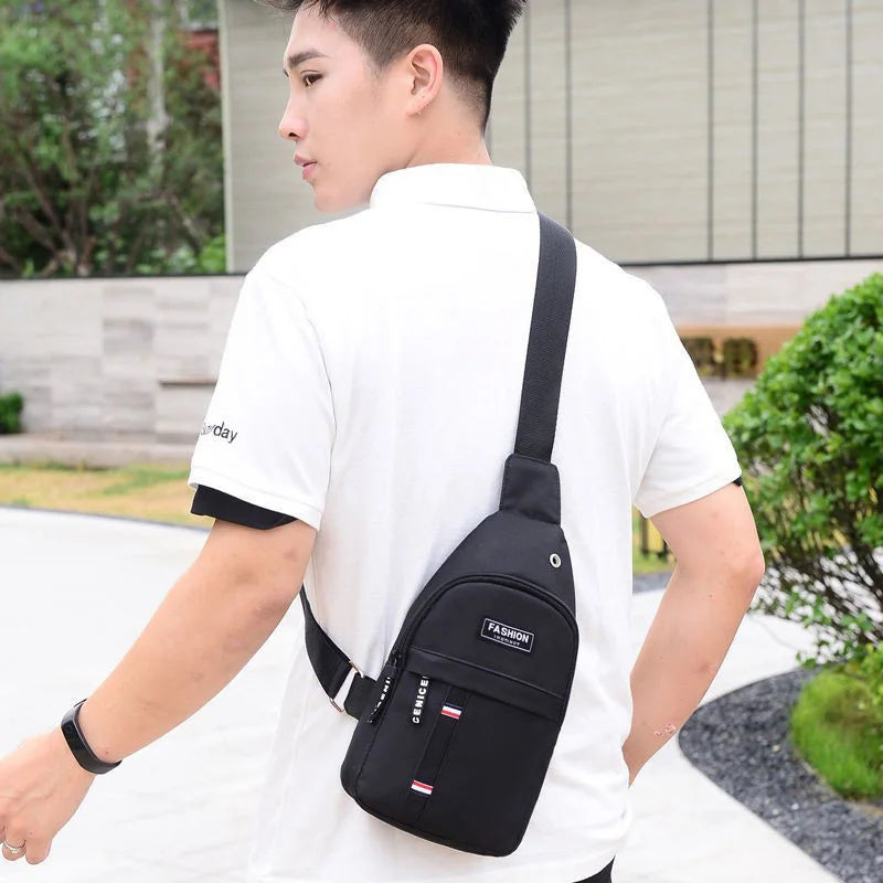 Sling Bag Chest Bag Men New Casual Korean Version Oxford Cloth Fashion Sports Bag Single Shoulder Messenger Bag Canvas Backpack